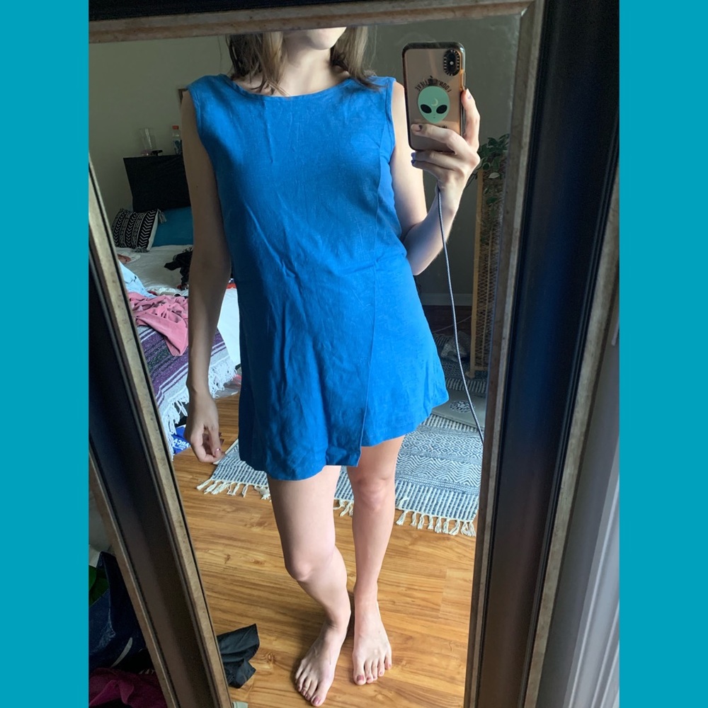 Blue Dress with Open Back
